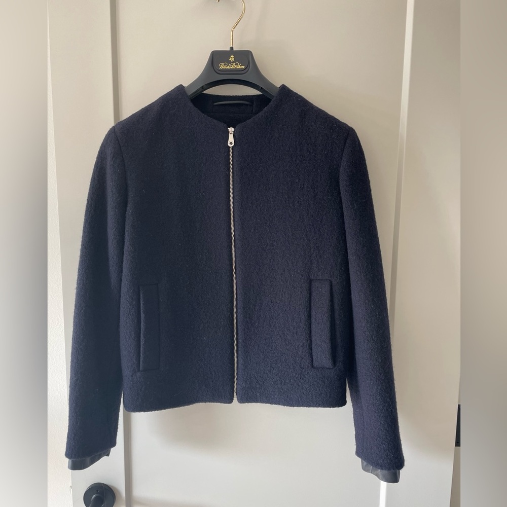 Massimo Dutti Navy Blue Wool Short Jacket Women